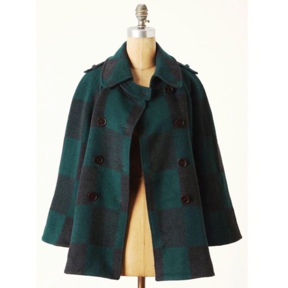 Anthropologie Jackets & Blazers - Anthro Cartonnier Checker Table Buffalo Plaid Cape